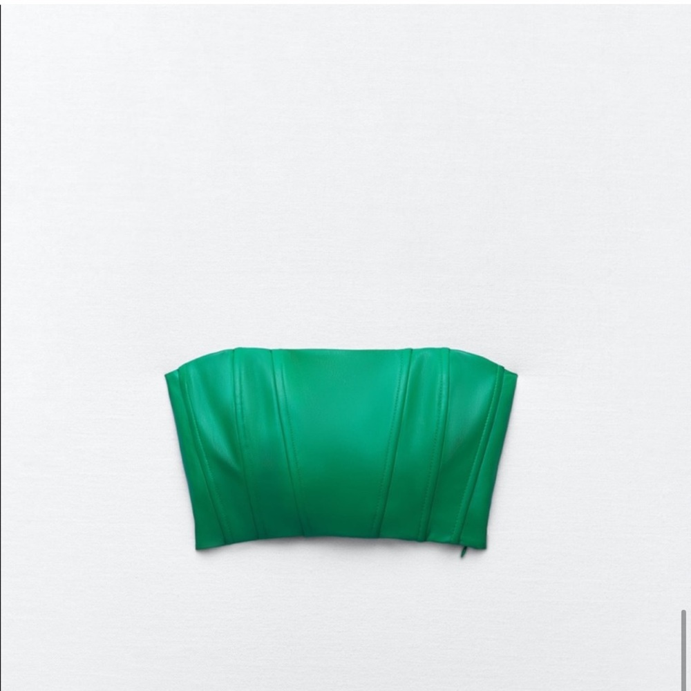 Zara Green Strapless Crop Top